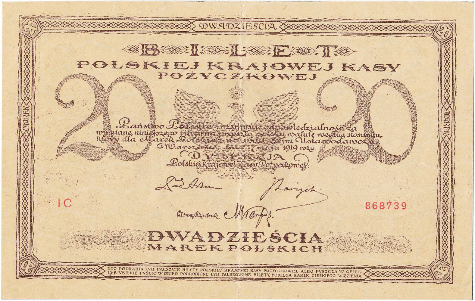 20 marek polskich 1919 seria IC - RZADKIE